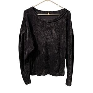 We the Free People Women's Crushed Velvet Top Size M Black Oversized Whimsigoth